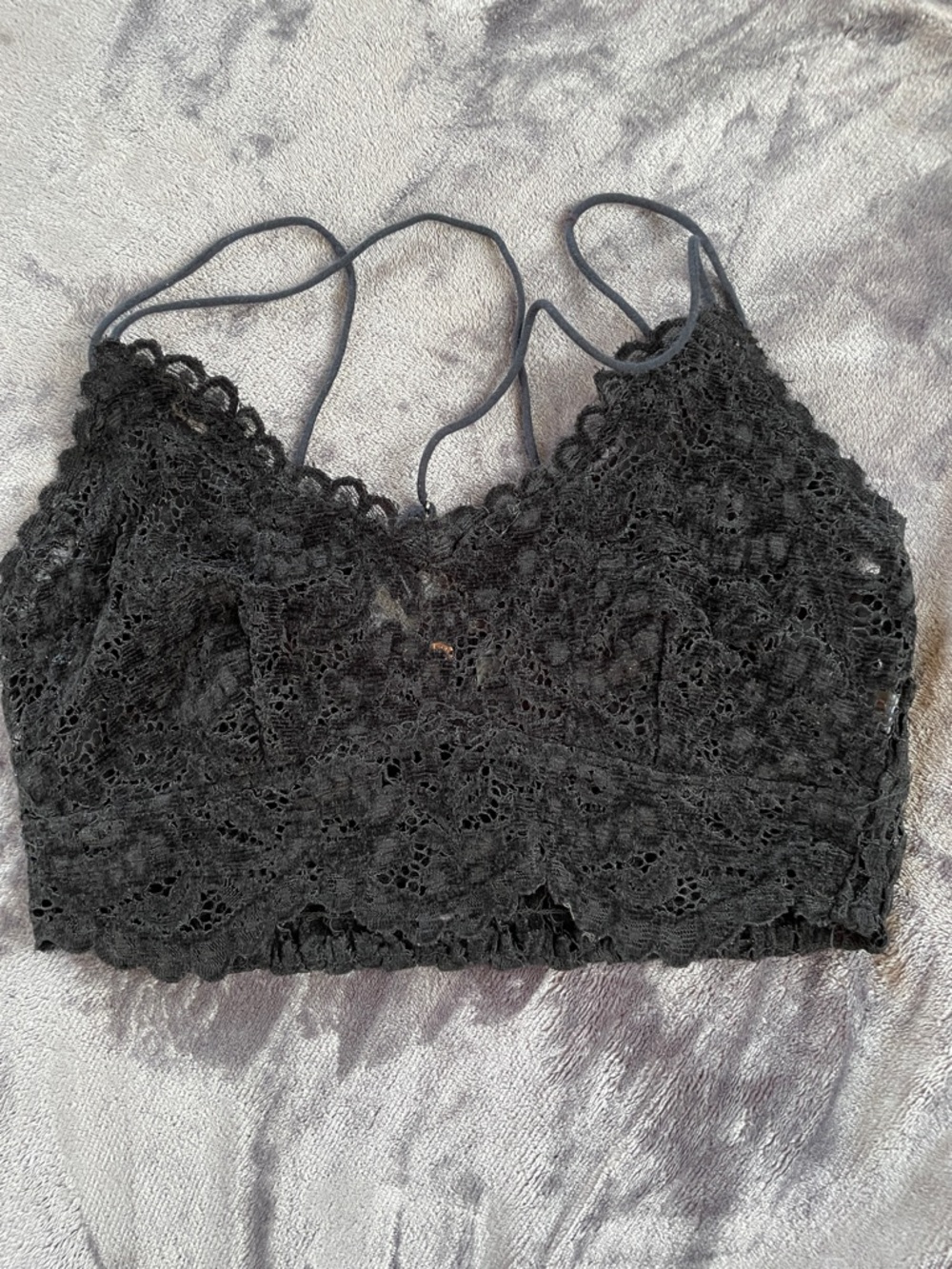 Free People Black Lace Bralette with Delicate Straps